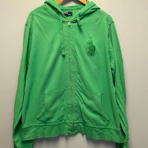Ralph Lauren Bright Green Mesh Cardigan Hoodie Jacket/ Big Pony -XL